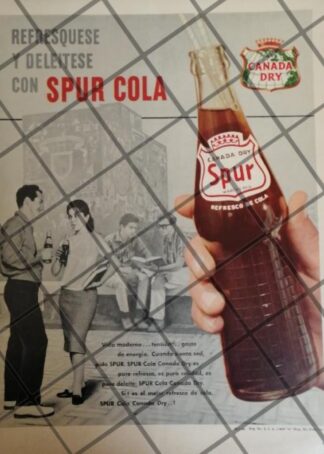 CARTEL VINTAGE ORIGINAL REFRESCOS SPUR BIBLIOTECA UNAM 1960