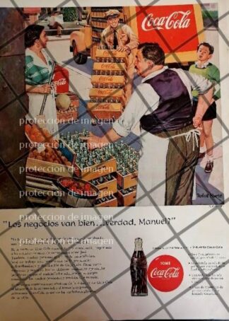 AFICHE ANTIGUO ORIGINAL COCA COLA DIBUJO DE ROBERT MOORE /R3