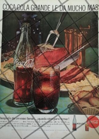 CARTEL PUBLICIDAD VINTAGE ORIGINAL COCA COLA 1960S /C39