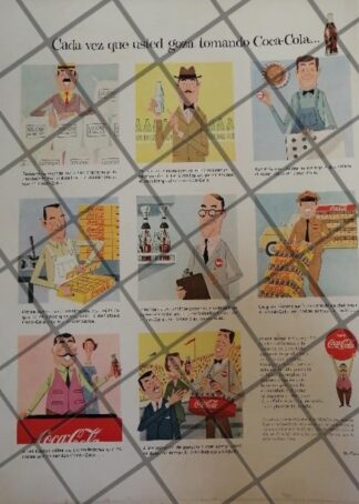 CARTEL PUBLICIDAD VINTAGE ORIGINAL COCA COLA 1950S /C38