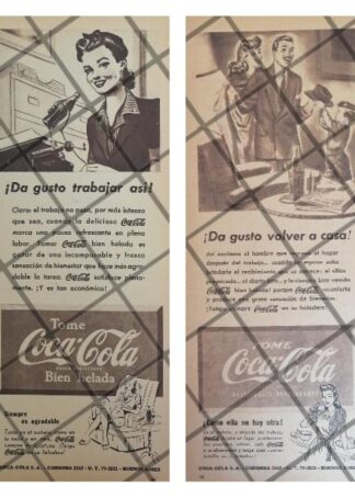 2 AFICHES ANTIGUO REFRESCOS COCA COLA 1945 /260