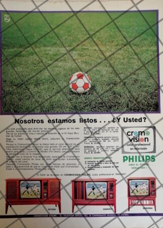 CARTEL ANTIGUO ORIGINAL TELEVISORES PHILIPS COPA DEL MUNDO 1970