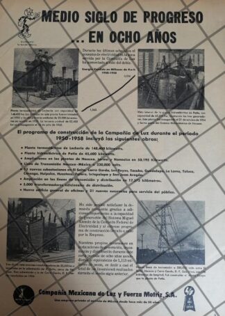 CARTEL ANTIGUO LUZ Y FUERZA MOTRIZ S.A 1950s 1097