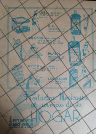 CARTEL ANTIGUO PRODUCTOS PETROLEOS MEXICANOS PEMEX 1940s