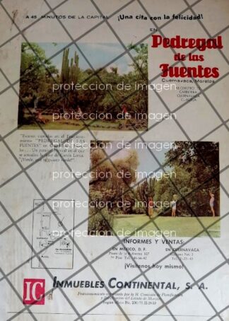 CARTEL VINTAGE. NACE LA COL. PEDREGAL DE LAS FUENTES 1959 CUERNAVACA