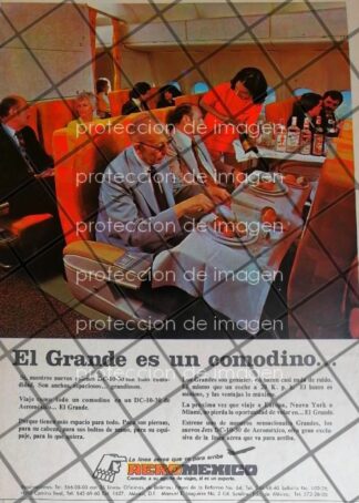 CARTEL PUBLICITARIO RETRO AEROLINEA AEROMEXICO 1974 1086