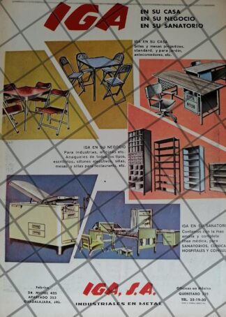 CARTEL PUBLICITARIO RETRO MUEBLES METALICOS I.G.A 1964 1079