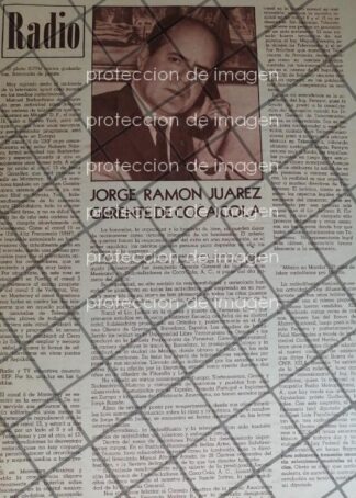 CARTEL ANTIGUO JORGE RAMON JUAREZ /COCA COLA. 1958 1070