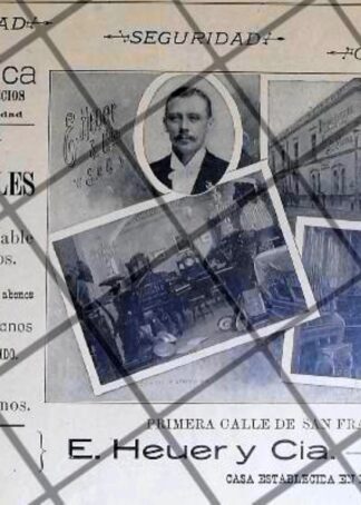 CARTEL ANTIGUO ORIGINAL PIANOS HEUER Y CIA. 1895