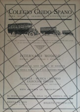 AFICHE ANTIGUO ORIGINAL COLEGIO GUIDO SPANO 1926 ARGENTINA