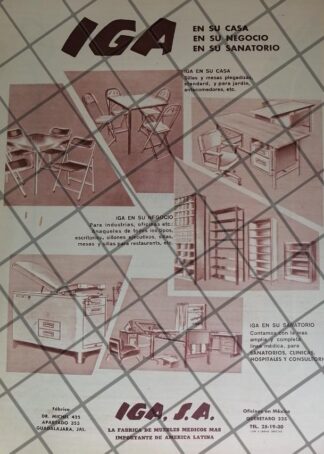 CARTEL PUBLICITARIO RETRO MUEBLES METALICOS I.G.A 1964 1048