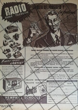 CARTEL PUBLICITARIO RETRO ESCUELAS HEMPHILL SCHOOLS 19450
