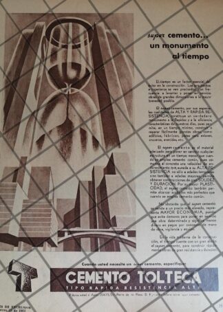 CARTEL ANTIGUO ART DECO CEMENTO TOLTECA 1951 /1035