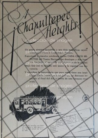 CARTEL ANTIGUO COLONIA CHAPULTEPEC HEIGTHS 1926 /1024