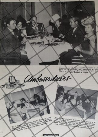CARTEL ANTIGUO RESTAURANT AMBASSADEURS 1946