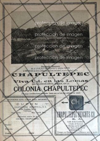 CARTEL ANTIGUO NACE LA COLONIA LOMAS DE CHAPULTEPEC 1922