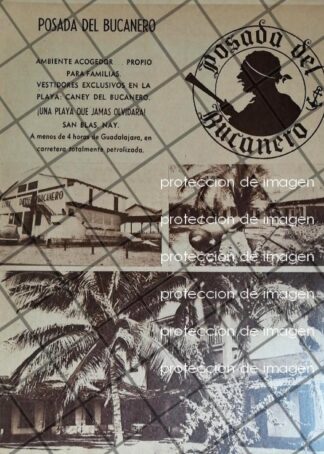 AFICHE ANTIGUO HOTEL POSADA DEL BUCANERO, NAYARIT 1952