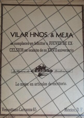 AFICHE ANTIGUO VILAR HERMANOS & MEJIA 1949