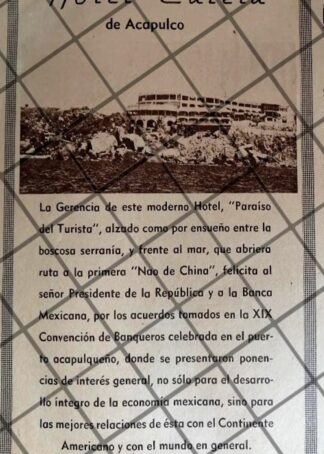 CARTEL ANTIGUO HOTEL CALETA DE ACAPULCO 1953