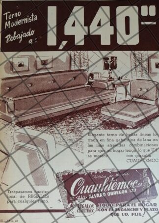 CARTEL ANTIGUO MUEBLERIA CUAUHTEMOC 1940s