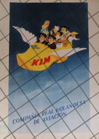 CARTEL ANTIGUO CIA. REAL HOLANDESA DE AVIACION. KLM 1949