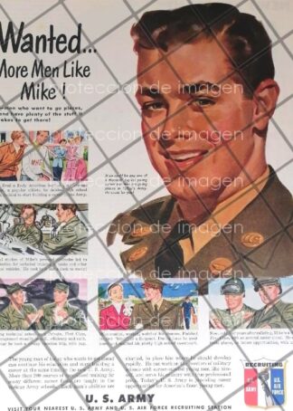 CARTEL ANTIGUO RECLUTAMIENTO MILITAR DE U.S.A. 1950