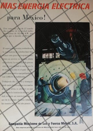 CARTEL VINTAGE. LUZ Y FUERZA MOTRIZ S.A 1958 /977
