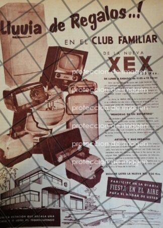 AFICHE ANTIGUO RADIO DIFUSORA XEX CLUB FAMILIAR 1952