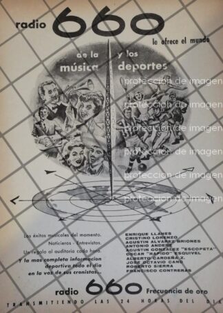 AFICHE ANTIGUO RADIO DIFUSORA RADIO 660 FRECUENCIA DE ORO 1945