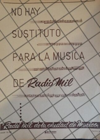 AFICHE ANTIGUO RADIO DIFUSORA RADIO MIL 1952 121