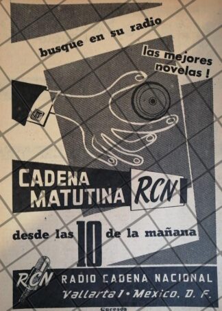 AFICHE ANTIGUO RADIO DIFUSORA RADIO CADENA NACIONAL 1956 118