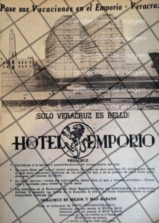 CARTEL ANTIGUO HOTEL EMPORIO, VERACRUZ 1956 1103 /RARO