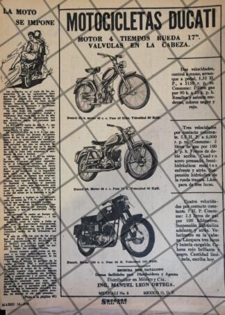 CARTEL PUBLICITARIO RETRO MOTOCICLETAS DUCATI 1956 618