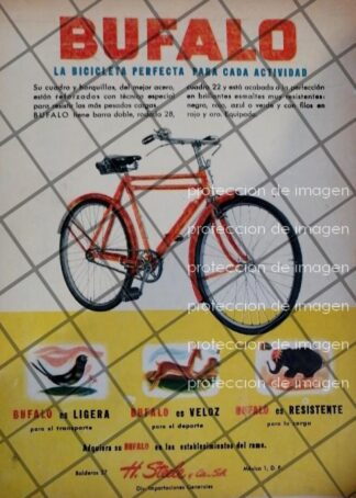 CARTEL PUBLICITARIO ANTIGUO BICICLETAS BUFALO 1953 615