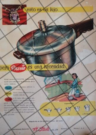 CARTEL PUBLICITARIO ANTIGUO OLLAS PRESTO 1953 614