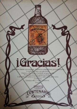 CARTEL PUBLICITARIO RETRO. TEQUILA CUERVO CENTENARIO 1977 /634