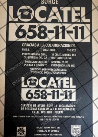 AFICHE RETRO DE GOBIERNO. LOCATEL INICIA OPERACIONES 1979