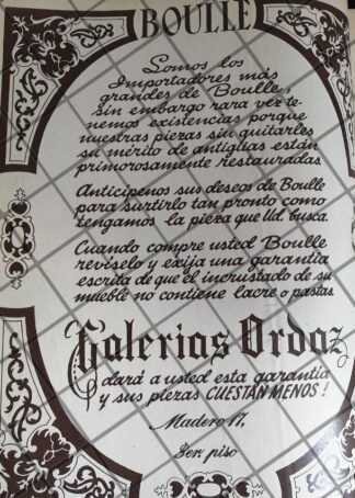 AFICHE RETRO. MUEBLERIAS ORDAZ 1948