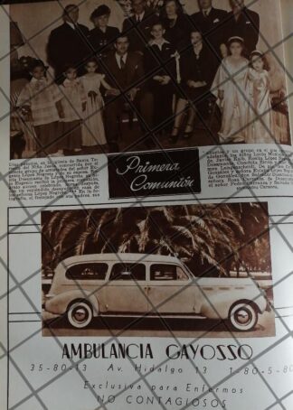 CARTEL ANTIGUO SERVICIO AMBULANCIAS GAYOSSO 1948