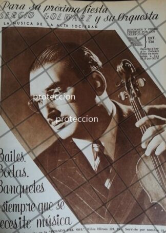 CARTEL ANTIGUO. SERGIO GOLWARZ Y SU ORQUESTA 1948