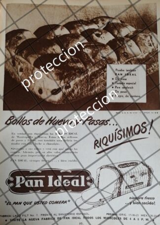 CARTEL ANTIGUO. BOLLOS DE PAN IDEAL S.A 1948