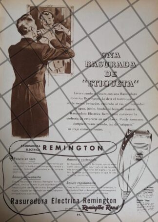 CARTEL ANTIGUO. RASURADORA REMINGTON 1948