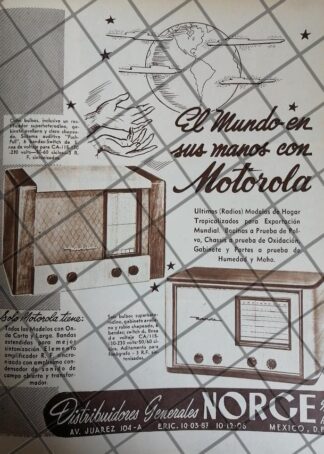 CARTEL ANTIGUO RADIOS MOTOROLA 1948