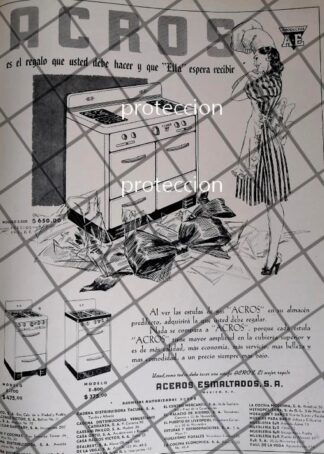 CARTEL ANTIGUO ESTUFAS ACROS 1948 LAS PRIMERAS