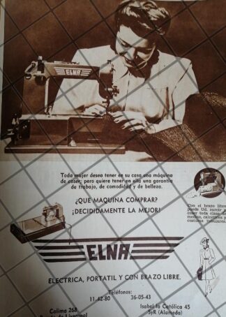 CARTEL ANTIGUO MAQUINAS DE  COSER E.L.N.A 1948 /RARO