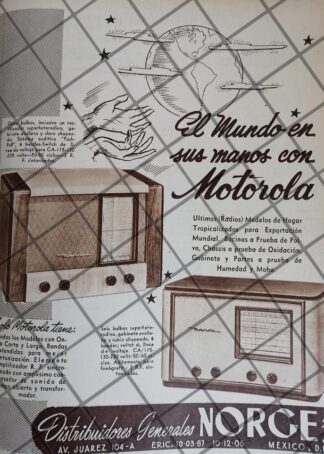 CARTEL PUBLICITARIO ANTIGUO. RADIOS MOTOROLA 1948