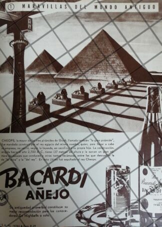 AFICHE RETRO. BACARDI Y PIRAMIDES EGIPCIAS 1948