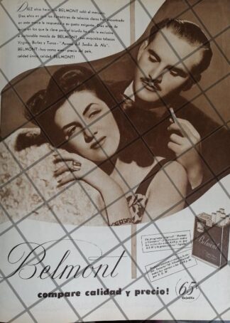 CARTEL PUBLICITARIO RETRO XEW Y CIGARROS BELMONT 1948 -301