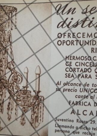 CARTEL PUBLICITARIO RETRO CANDILES ALCANTARA 1948