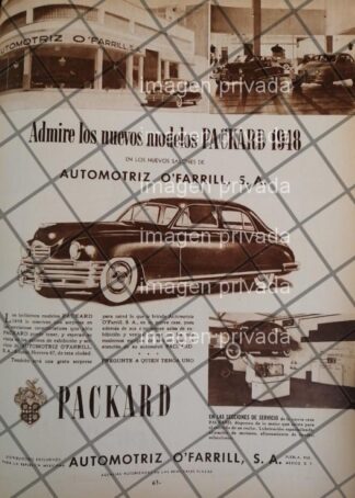 CARTEL ANTIGUO AGENCIA DE AUTOS O`FARRILL 1948